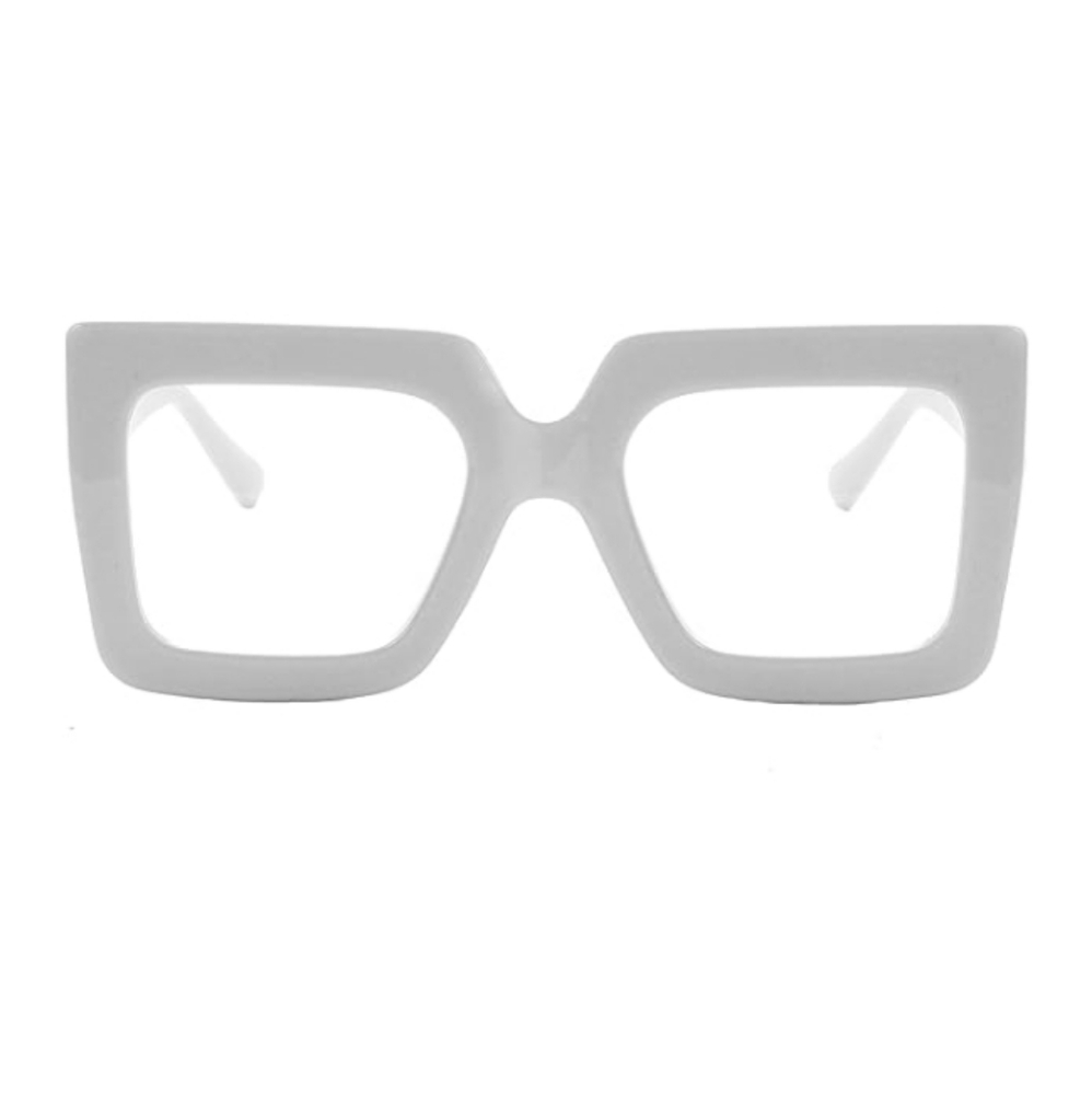 Oversized Square Blue Light Computer Eyewear Non-Prescription White